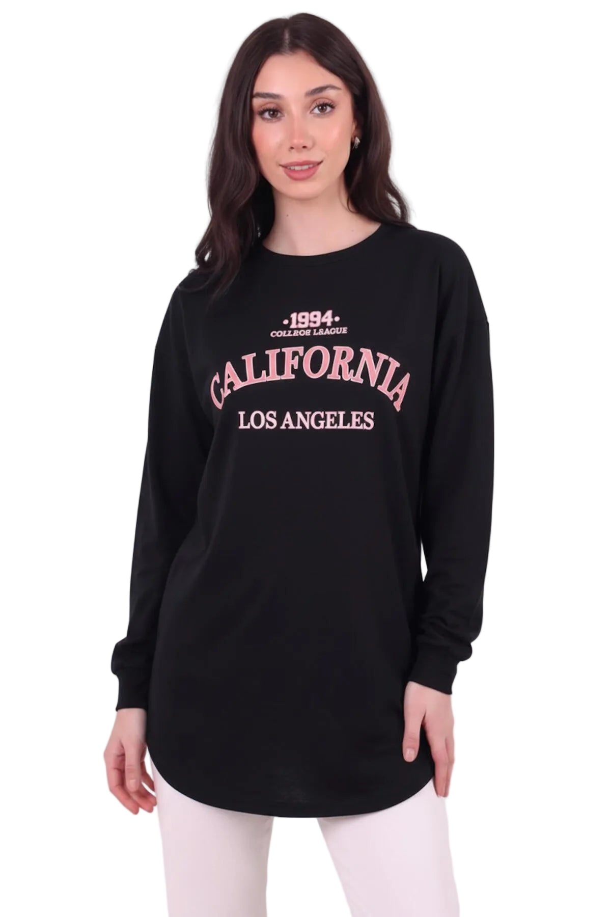 Kadın Eteği Oval 2Iplik Californıa Yazılı Sweat  Siyah