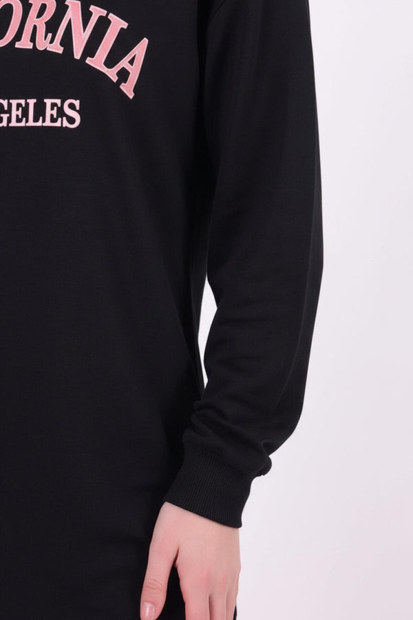 Kadın Eteği Oval 2Iplik Californıa Yazılı Sweat  Siyah
