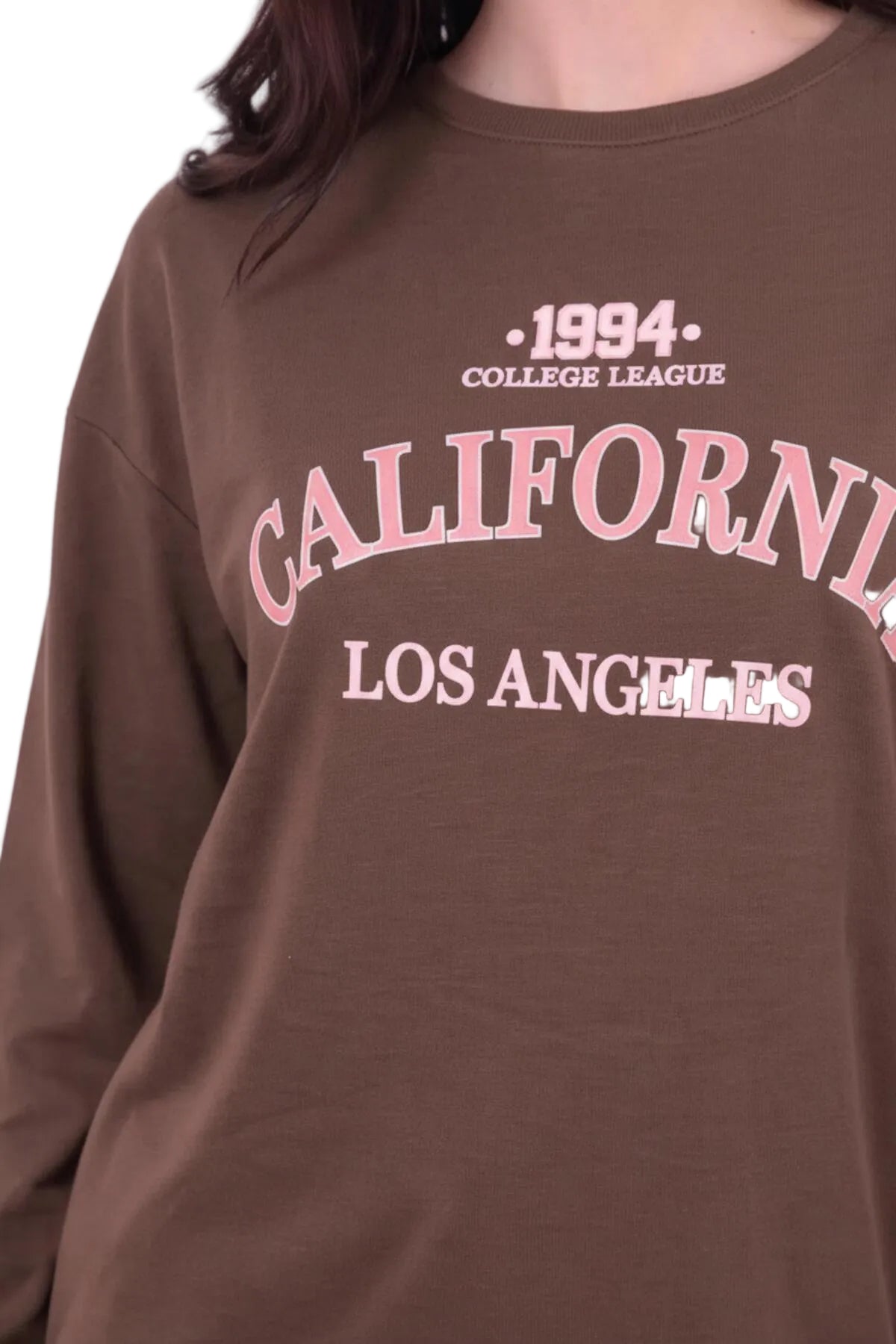 Kadın Eteği Oval 2Iplik Californıa Yazılı Sweat  Vizon