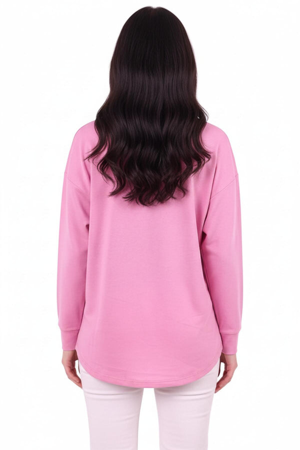 Kadın Eteği Oval 2Iplik Love Baskılı Sweat  Pembe