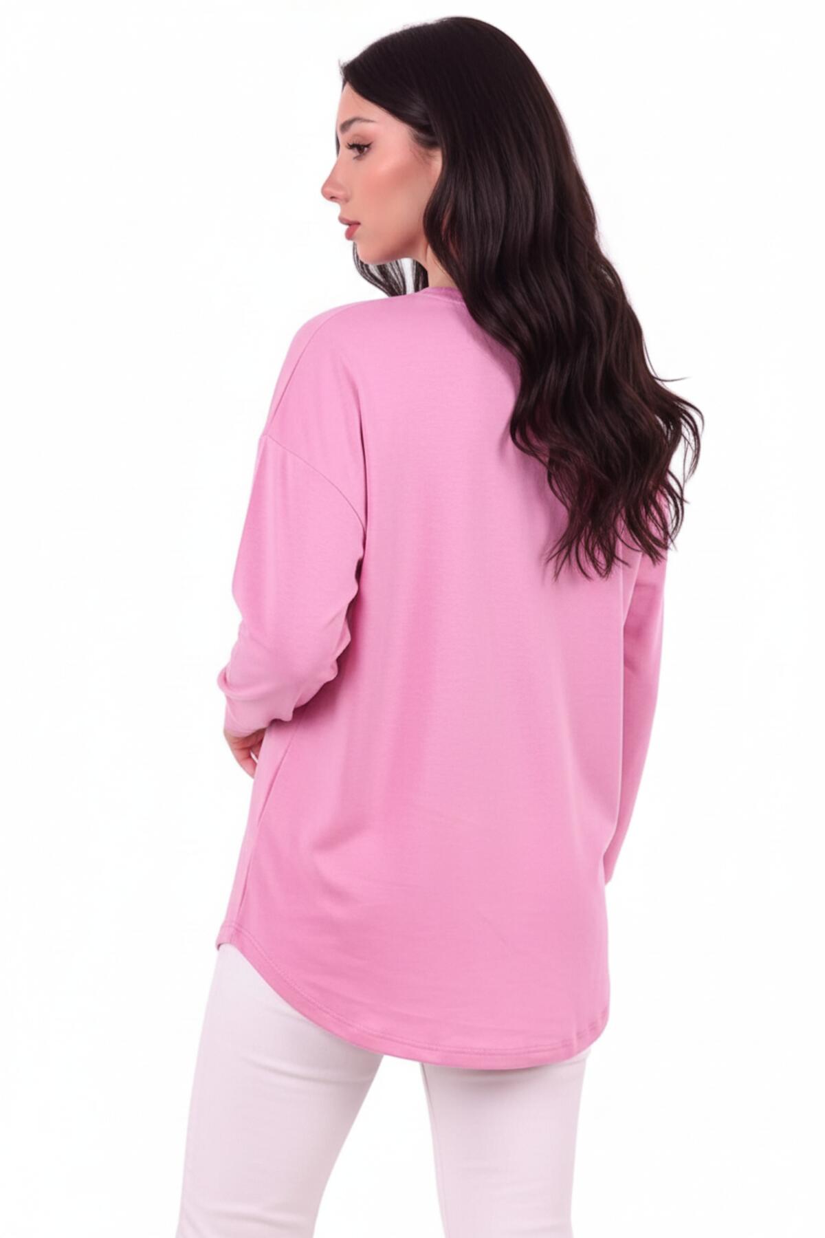 Kadın Eteği Oval 2Iplik Love Baskılı Sweat  Pembe