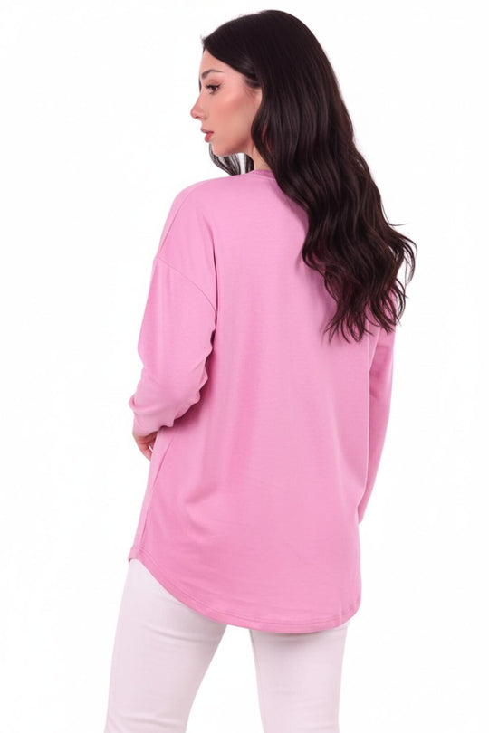 Kadın Eteği Oval 2Iplik Love Baskılı Sweat  Pembe