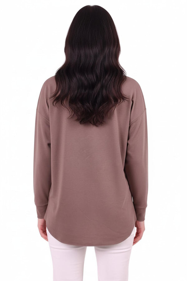 Kadın Eteği Oval 2Iplik Love Baskılı Sweat  Vizon