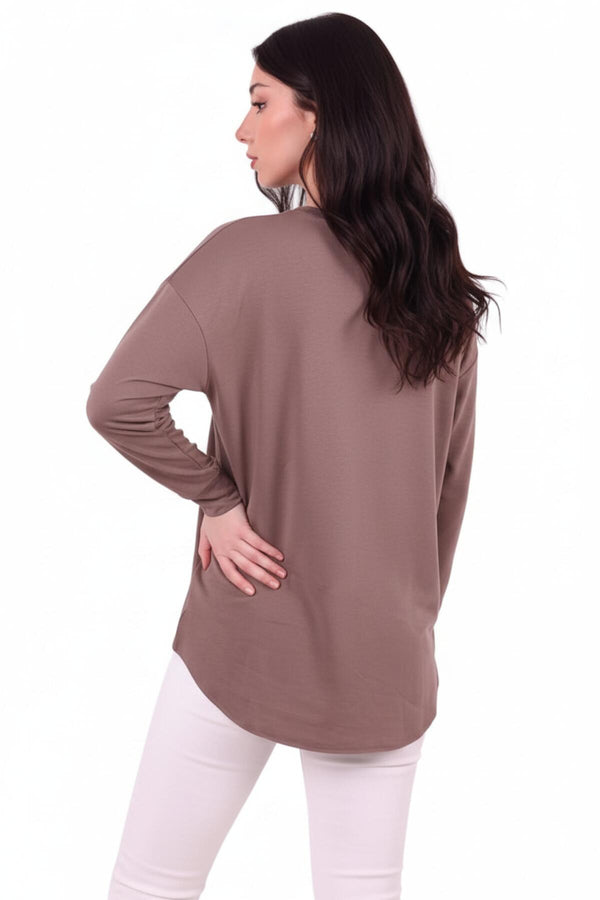 Kadın Eteği Oval 2Iplik Love Baskılı Sweat  Vizon