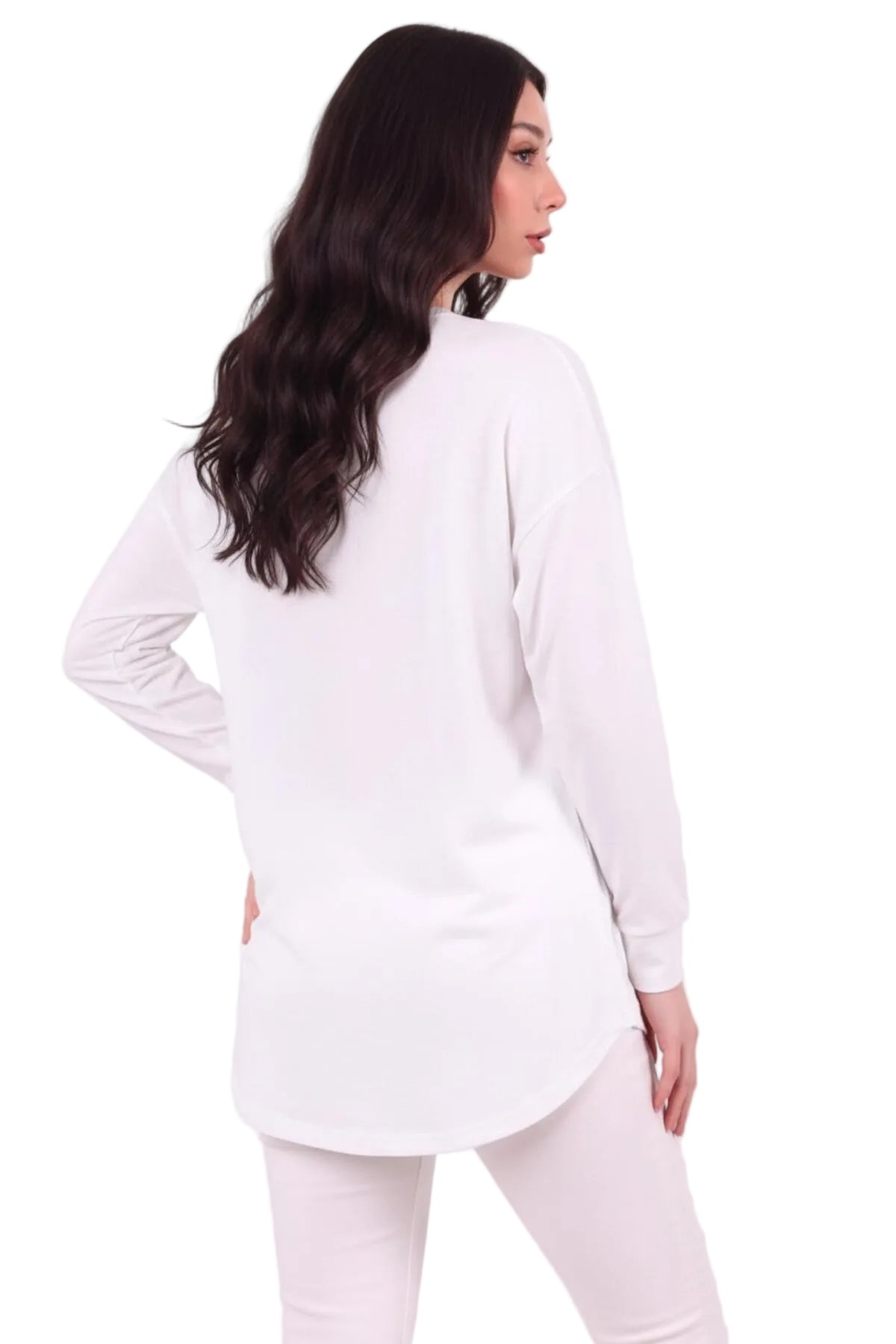 Kadın Eteği Oval 2Iplik Love Baskılı Sweat  Beyaz