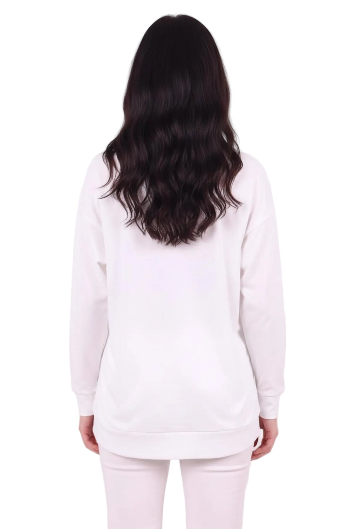Kadın Eteği Oval 2Iplik Love Baskılı Sweat  Beyaz
