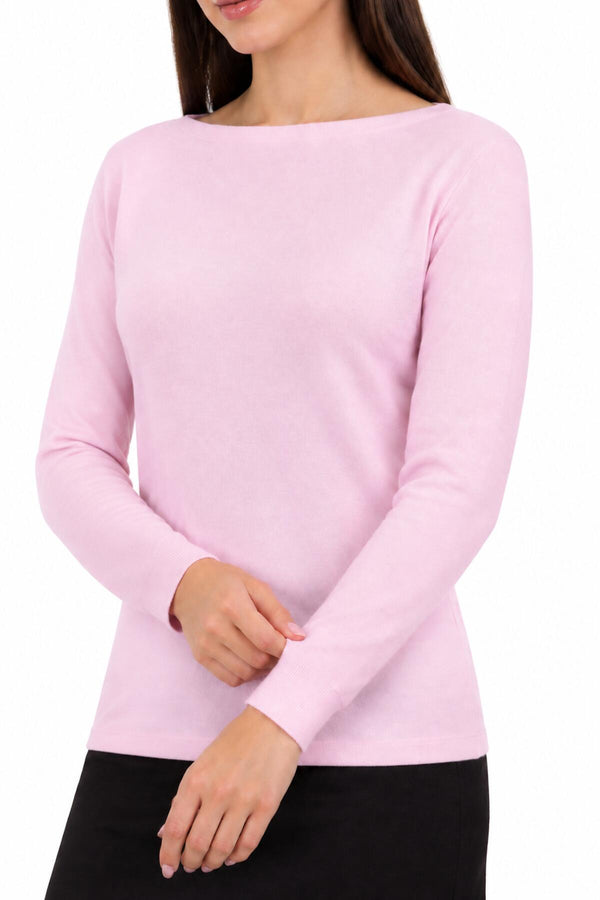 Kadın Kayık Yaka Yarasa Kol Bluz  Pembe