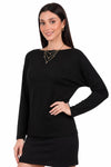 Kadın Kayık Yaka Yarasa Kol Bluz  Siyah