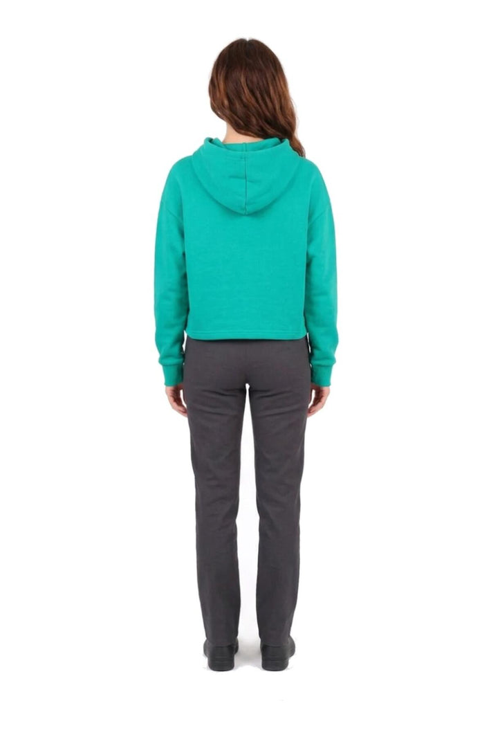 Kadın Kapşonlu Kısa 3 İplik Sweat  Yeşil