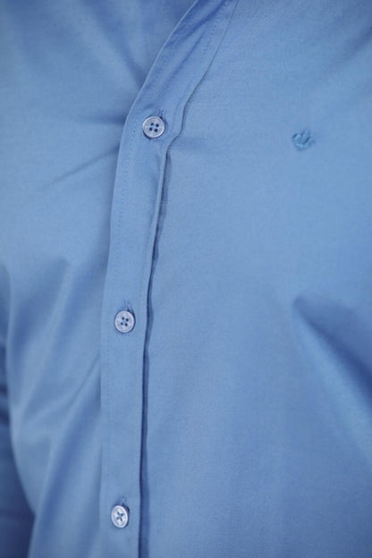 Erkek Saten Gömlek  Mavi