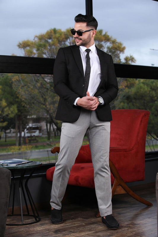 Erkek Keten Pantolon  Gri