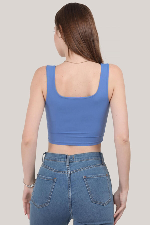 Kadın Askılı Crop Bluz  İndigo