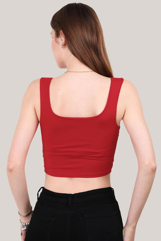 Kadın Askılı Crop Bluz  Kırmızı