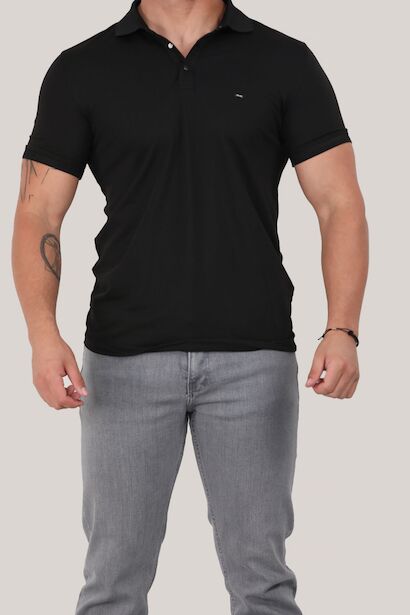 Erkek Polo Yaka T-shirt Siyah