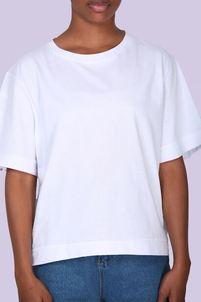Kadın Bisiklet Yaka T-shirt Beyaz
