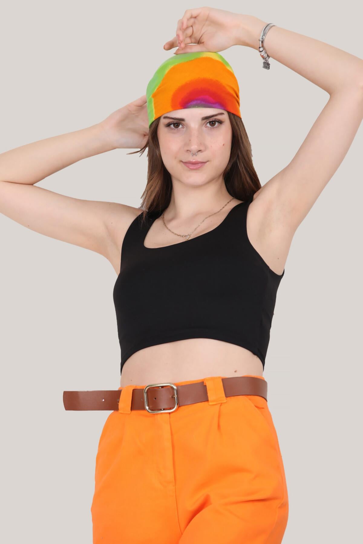 Kadın Askılı Crop Bluz Siyah