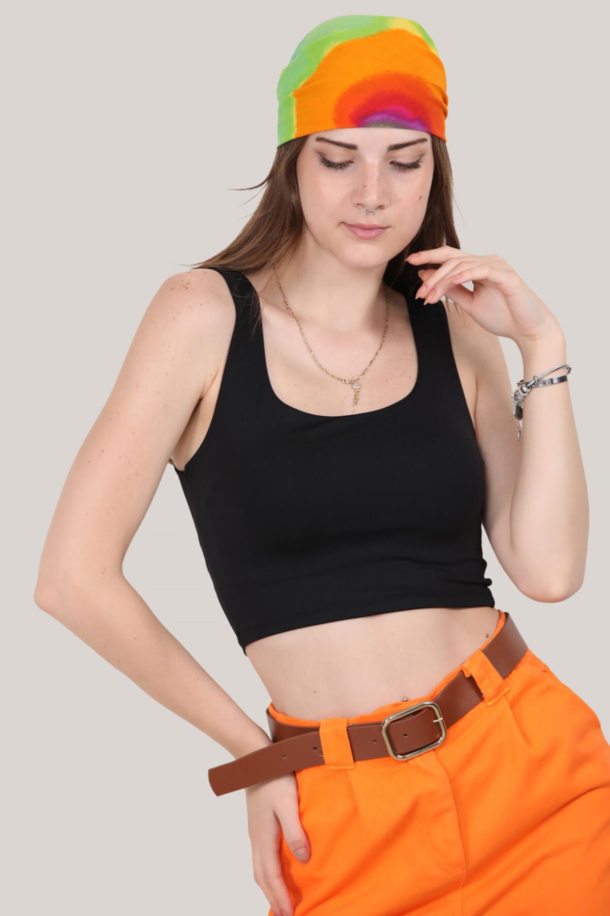 Kadın Askılı Crop Bluz  Siyah