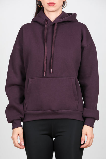 Kadın Kapşonlu Sweat Mürdüm