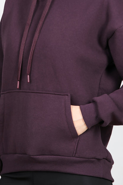 Kadın Kapşonlu Sweat Mürdüm
