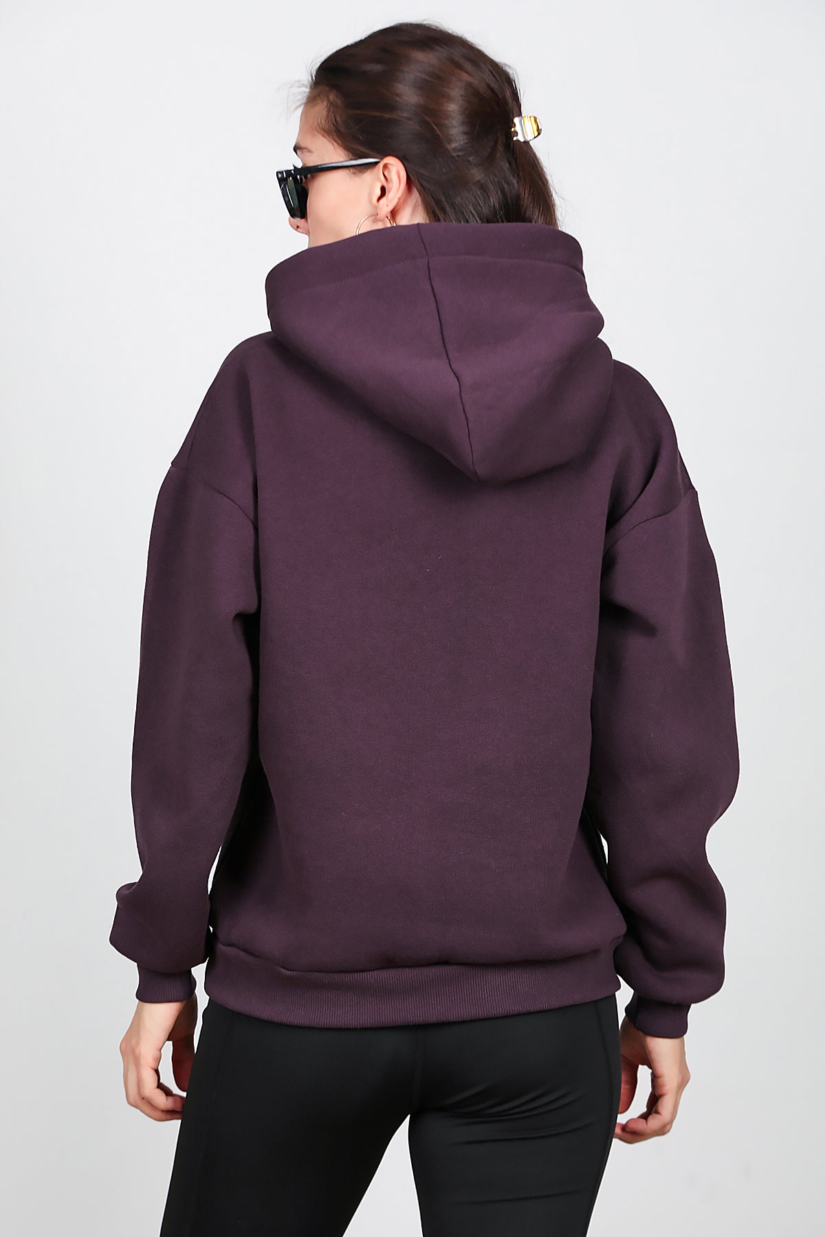 Kadın Kapşonlu Sweat Mürdüm