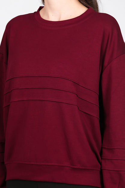 Kadın Önü Üç Dikişli Sweat Bordo