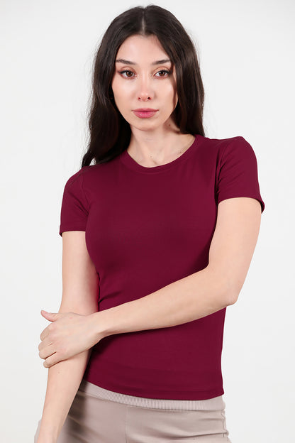 Kadın Bisiklet Yaka Bluz Bordo