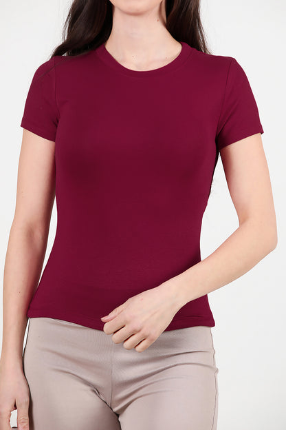 Kadın Bisiklet Yaka Bluz Bordo