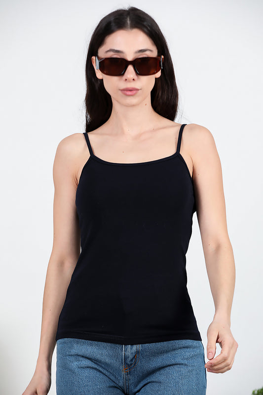 Kadın İp Askılı Bluz Lacivert