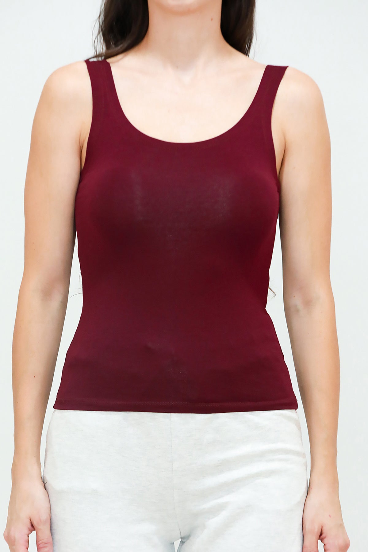 Kadın Kalın Askılı Bluz Bordo