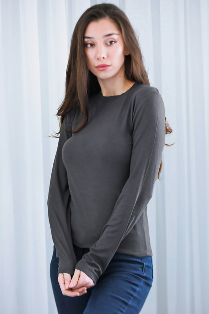 Kadın Bisiklet Yaka Bluz Füme
