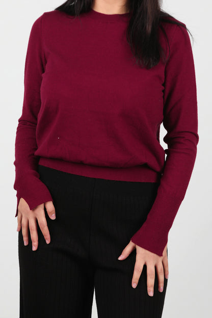 SoftCrew Kadın Bisiklet Yaka Triko Bluz Bordo