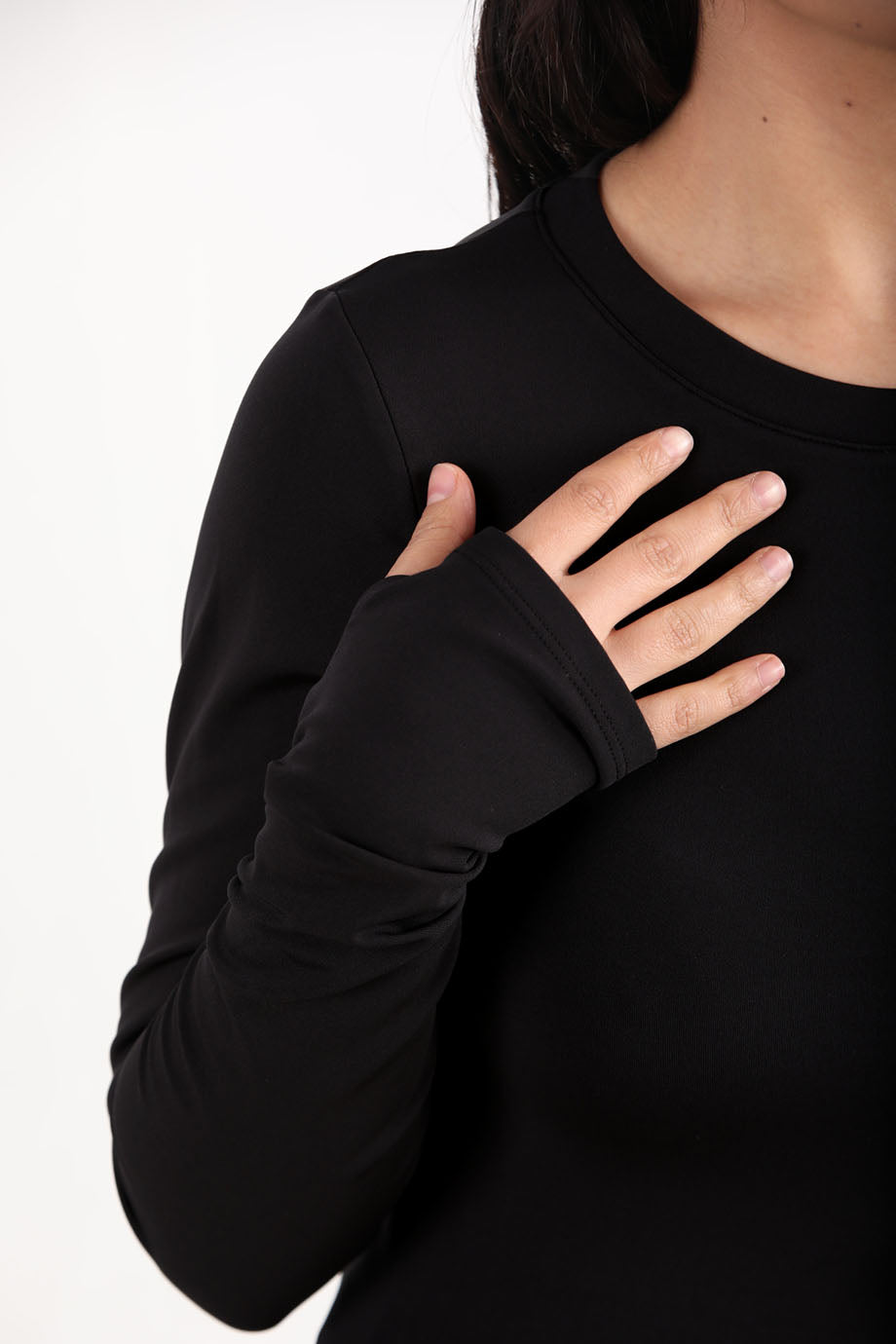 Gripelle Kadın Parmak Geçmeli Bisiklet Yaka Bluz Siyah