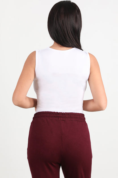 Pure Kadın Kare Yaka Kalın Askılı Zıbın Bluz Beyaz