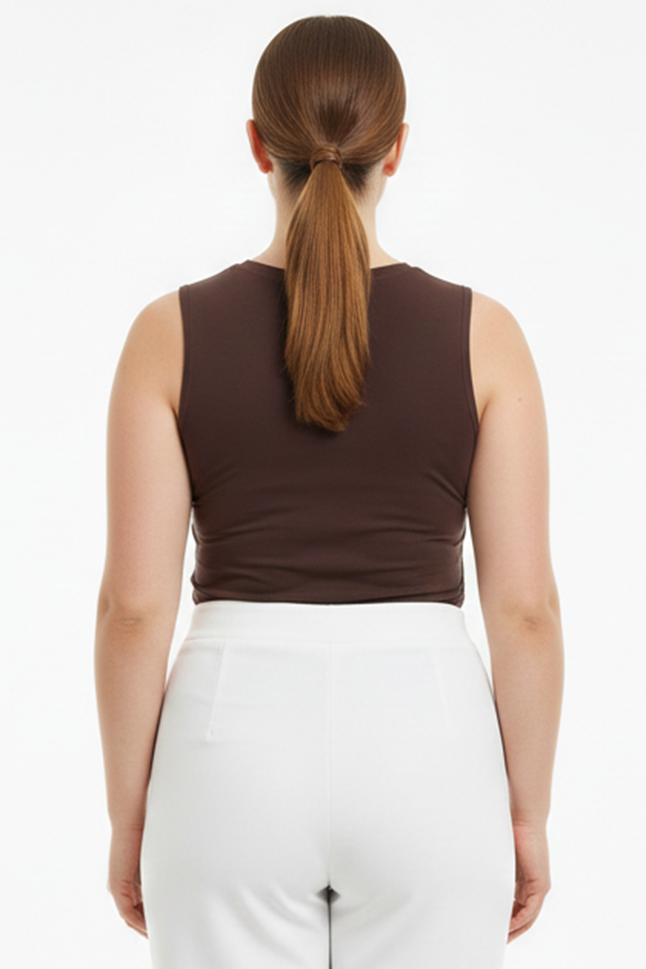 Bodyra Kadın Bisiklet Yaka Kolsuz Zıbın Bluz Kahverengi