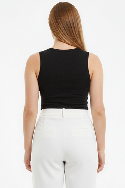 Bodyra Kadın Bisiklet Yaka Kolsuz Zıbın Bluz Siyah