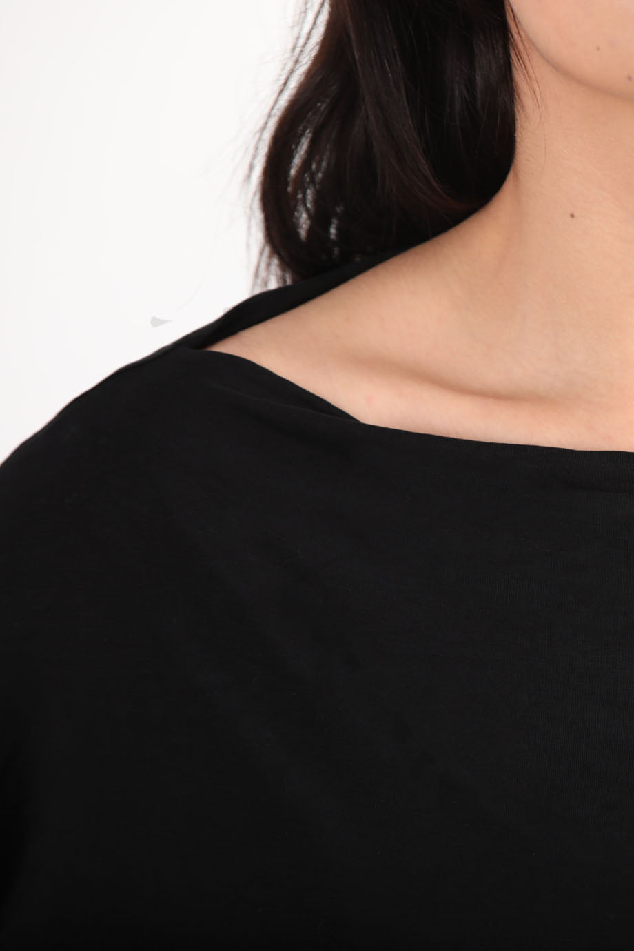 Boatneck Kadın Kayık Yaka Yarasa Kol Bluz Siyah