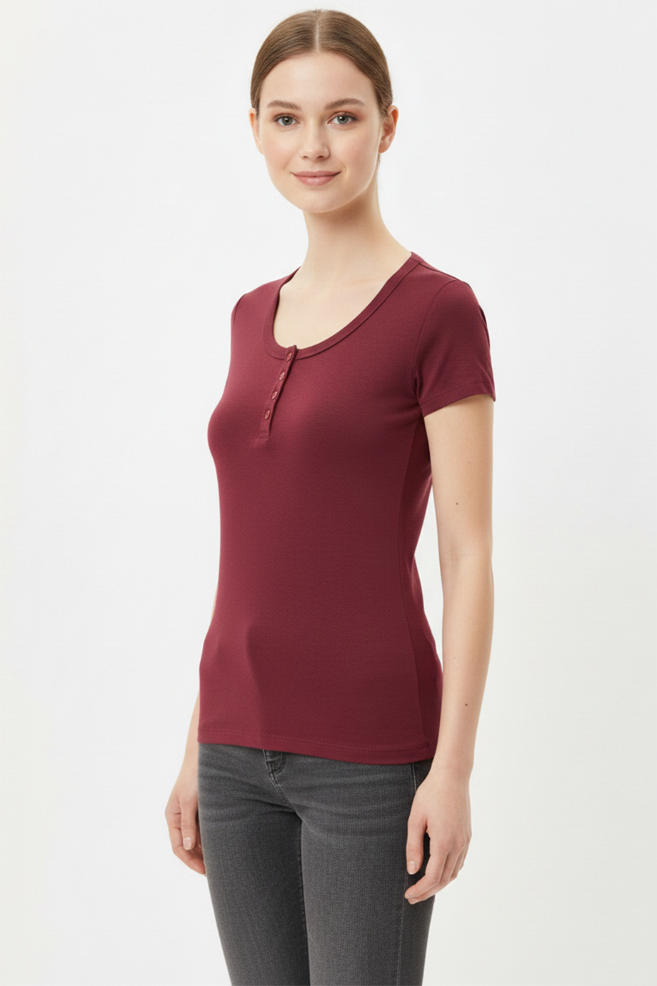 Kadın Önü Düğmeli Patlı Bady Bluz Bordo