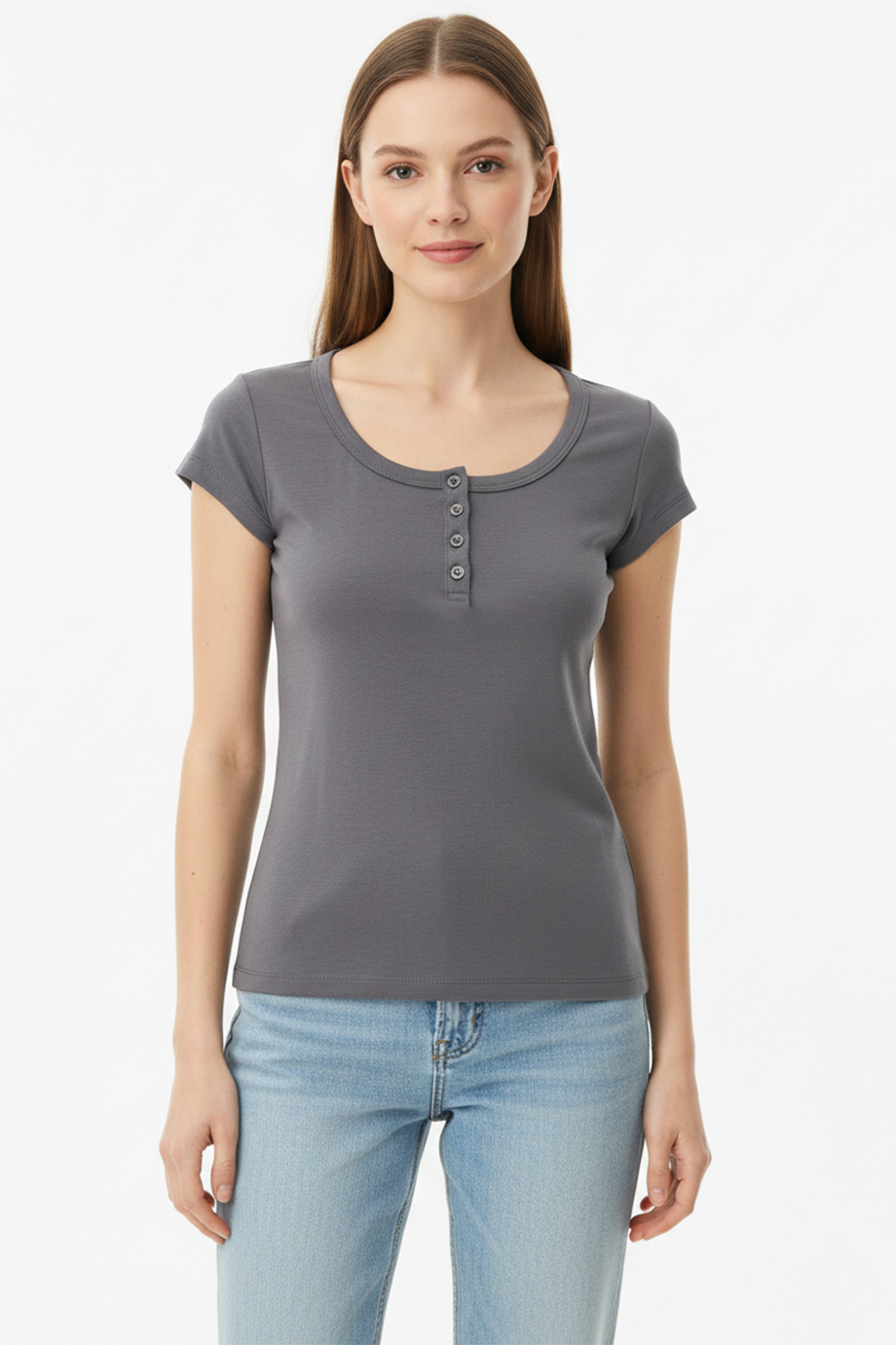 Kadın Önü Düğmeli Patlı Bady Bluz Füme