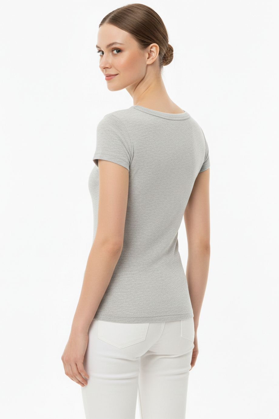 Kadın Önü Düğmeli Patlı Bady Bluz Gri