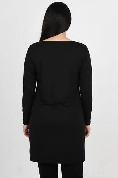 Glowia Büyük Beden Yıldız Varaklı Bluz Siyah