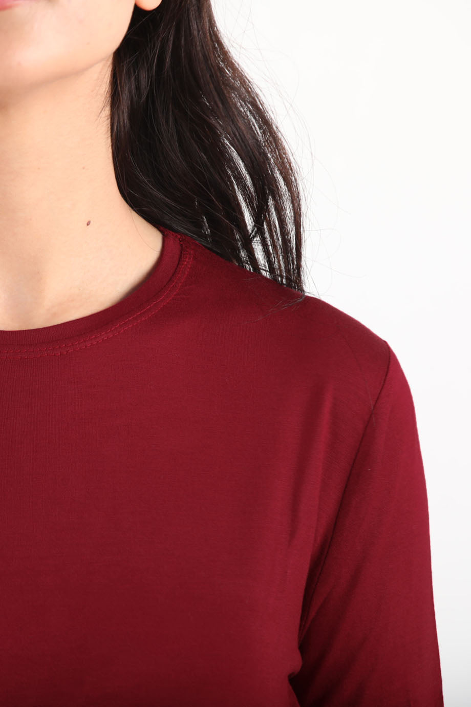 Softwear Kadın Bisiklet Yaka Uzun Kol Penye Bluz Bordo