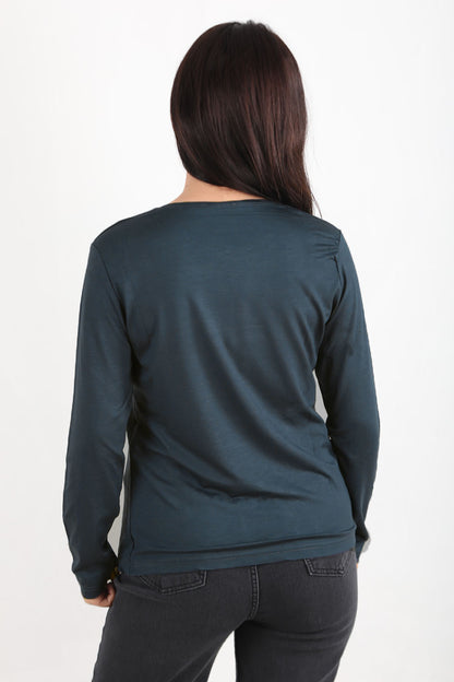 Softwear Kadın Bisiklet Yaka Uzun Kol Penye Bluz Füme