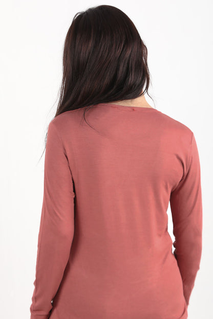 Softwear Kadın Bisiklet Yaka Uzun Kol Penye Bluz Gül Kurusu