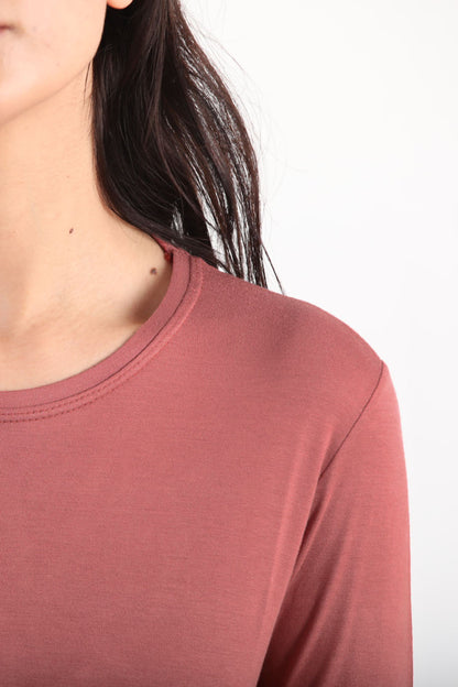 Softwear Kadın Bisiklet Yaka Uzun Kol Penye Bluz Gül Kurusu