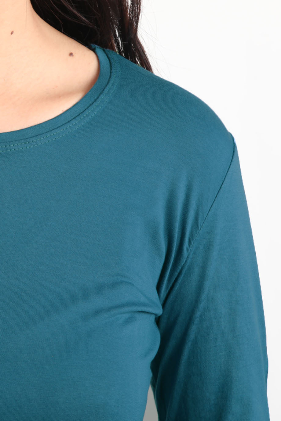 Softwear Kadın Bisiklet Yaka Uzun Kol Penye Bluz Mavi