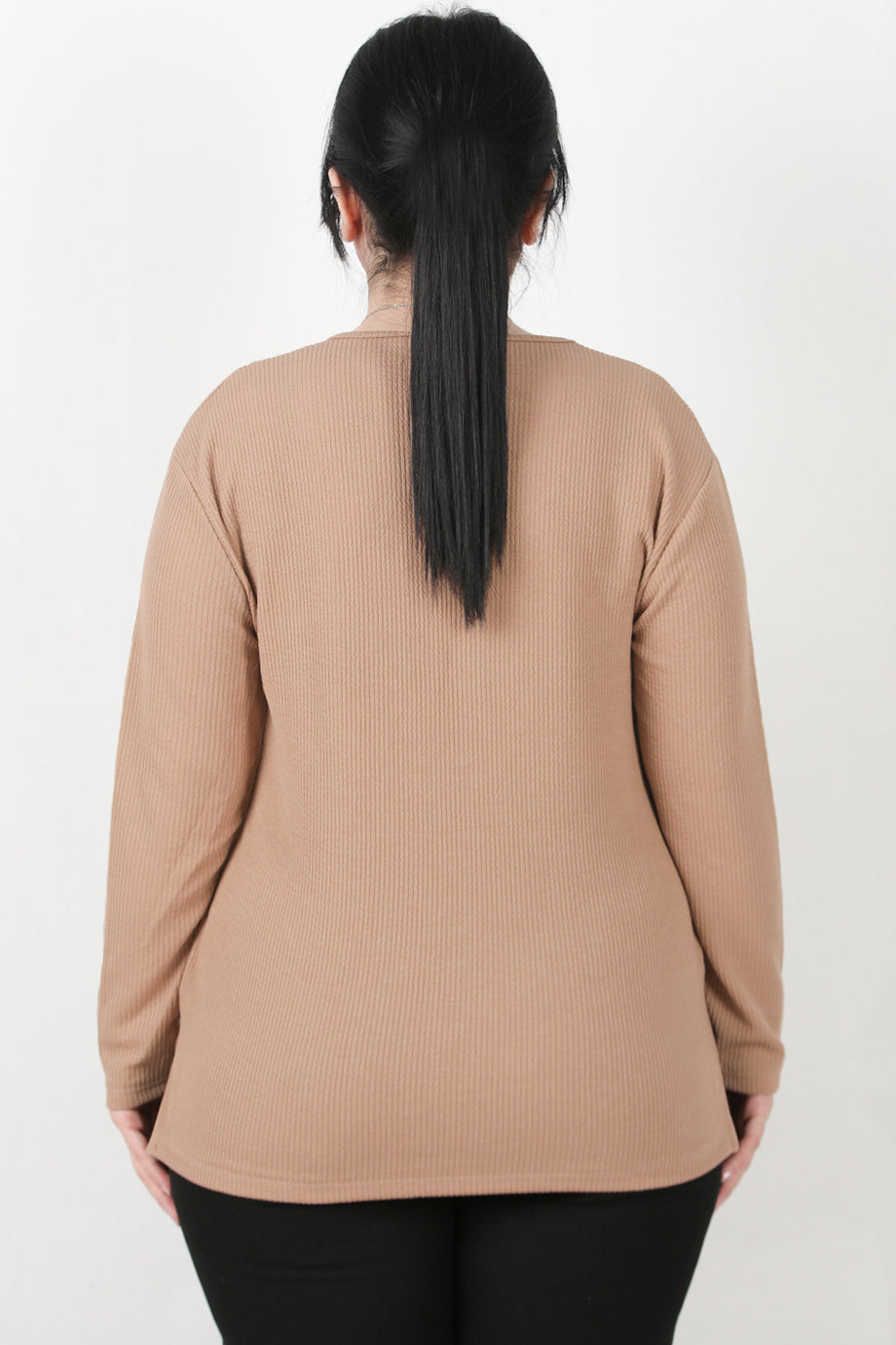 Refina Büyük Beden Önü Ve Yaka Düğmeli Bluz Bej