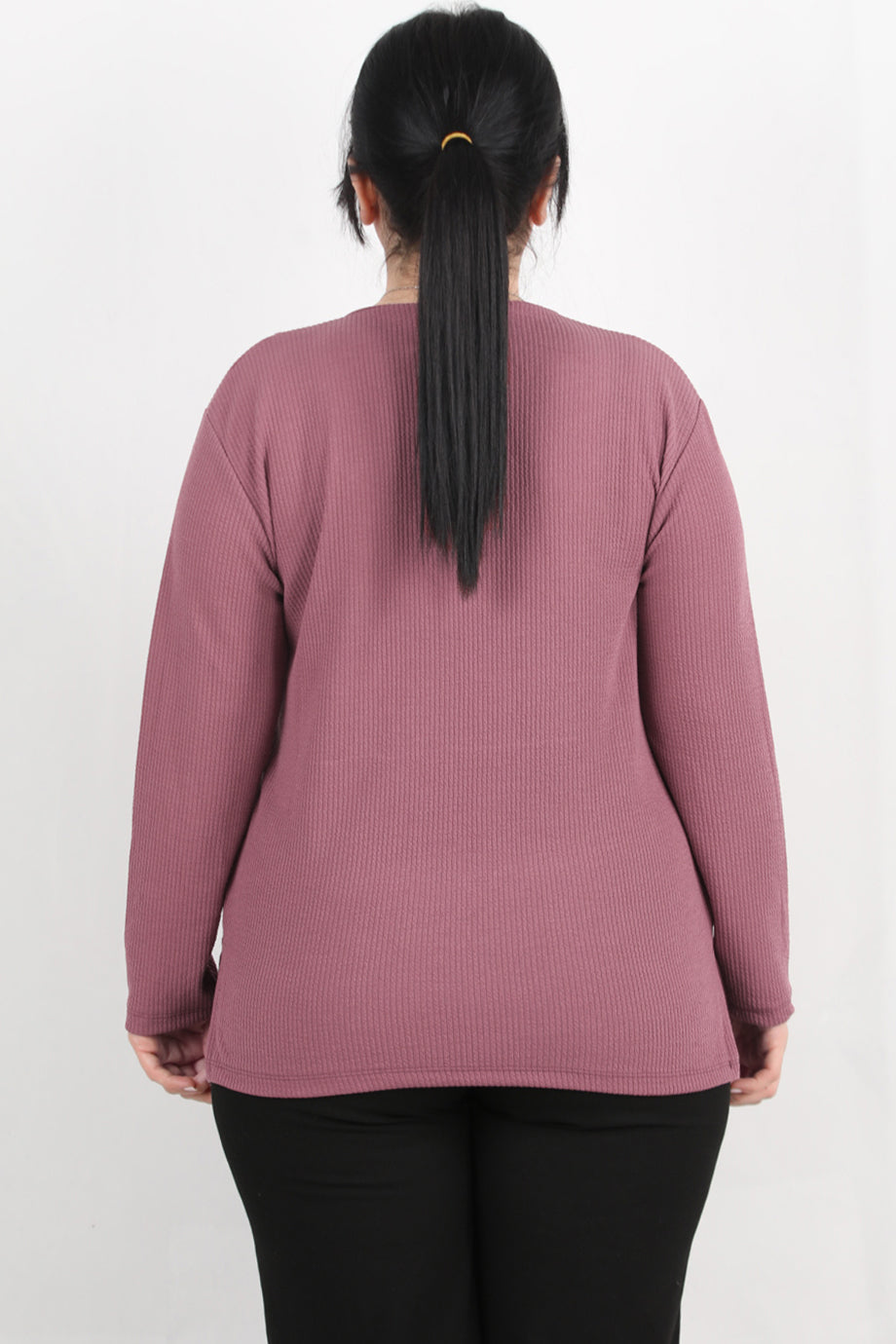 Refina Büyük Beden Önü Ve Yaka Düğmeli Bluz Gül Kurusu