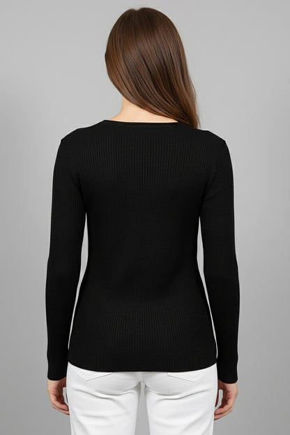 Büyük Beden Çiçek Taş İşlemeli Bluz Siyah