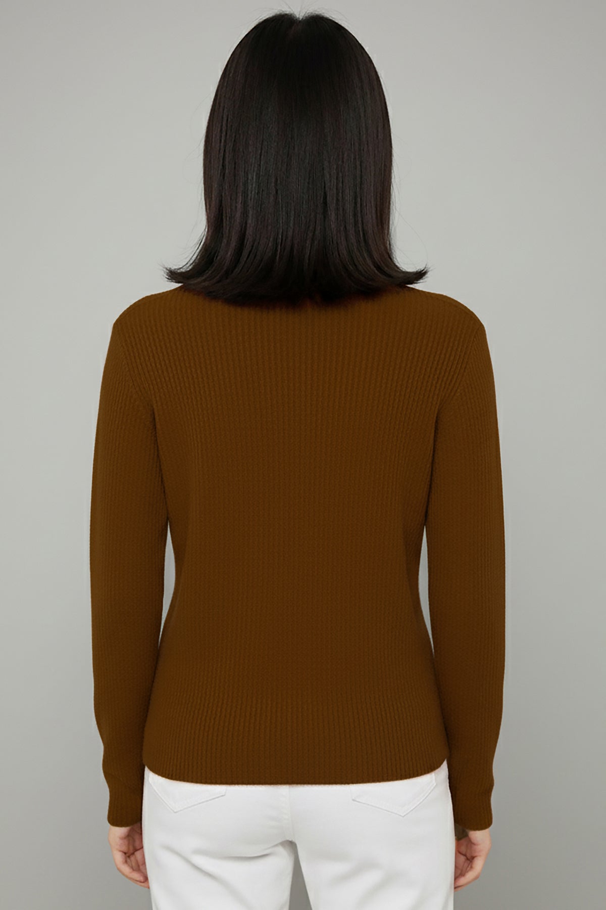 Büyük Beden Taş İşlemeli Bluz Kahverengi