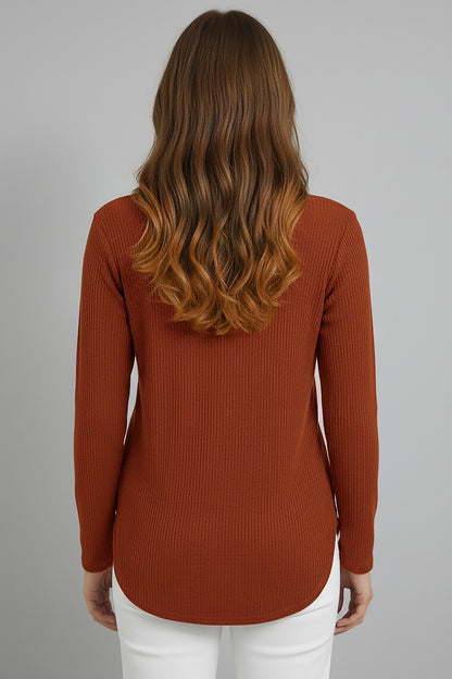 Büyük Beden Taş İşlemeli Bluz Kiremit